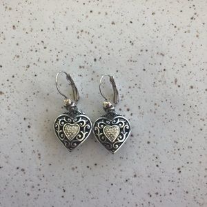 Brighton sterling silver heart dangle earrings